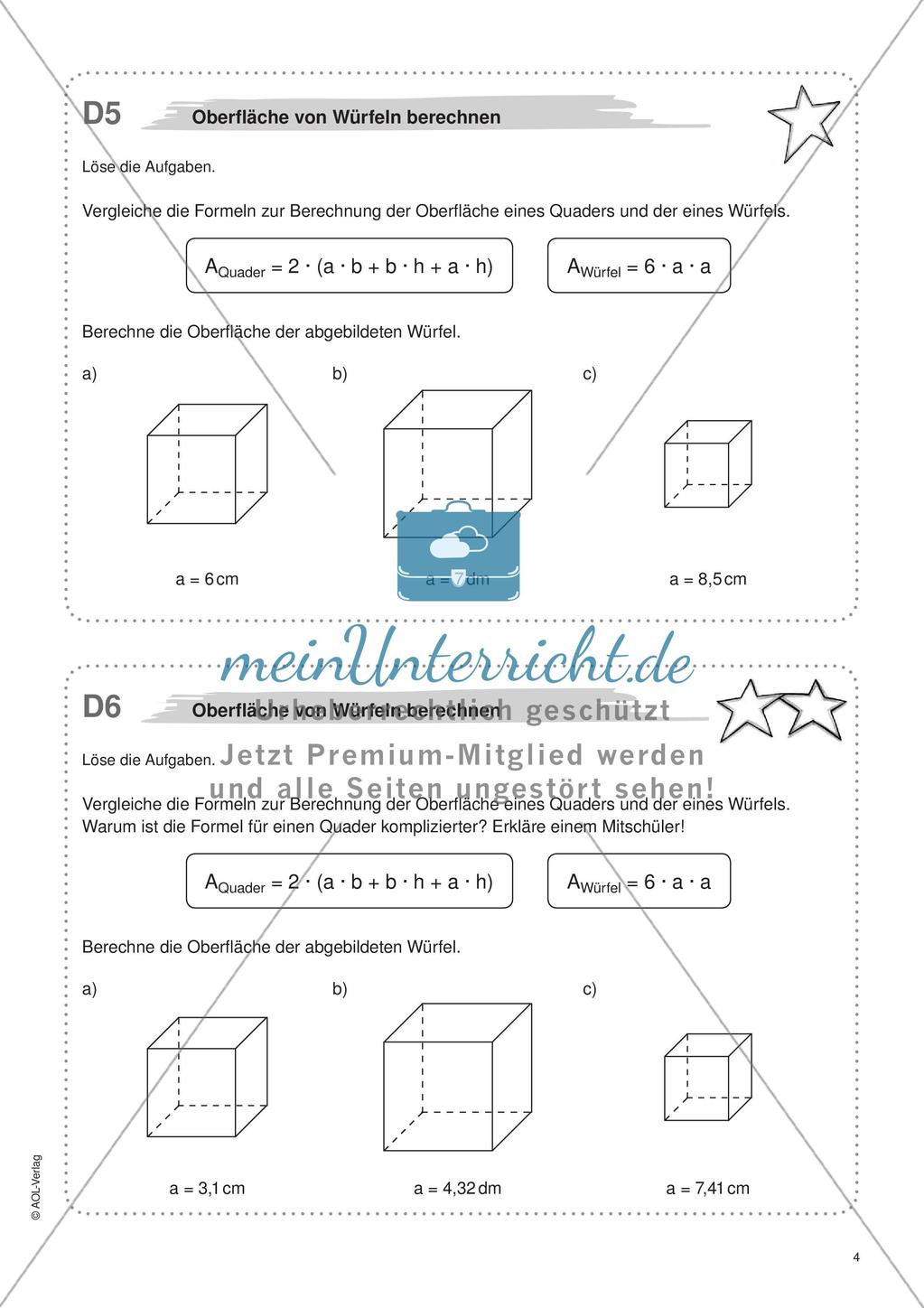 Freiarbeit: Würfel und Quader Preview 6