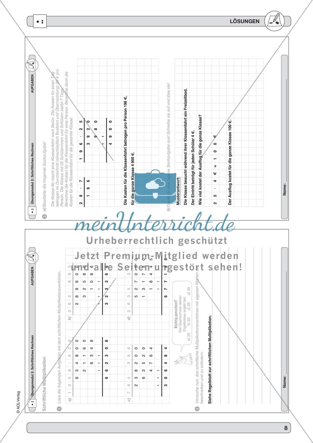 Training der Grundfähigkeiten: Schriftliches Multiplizieren Preview 10