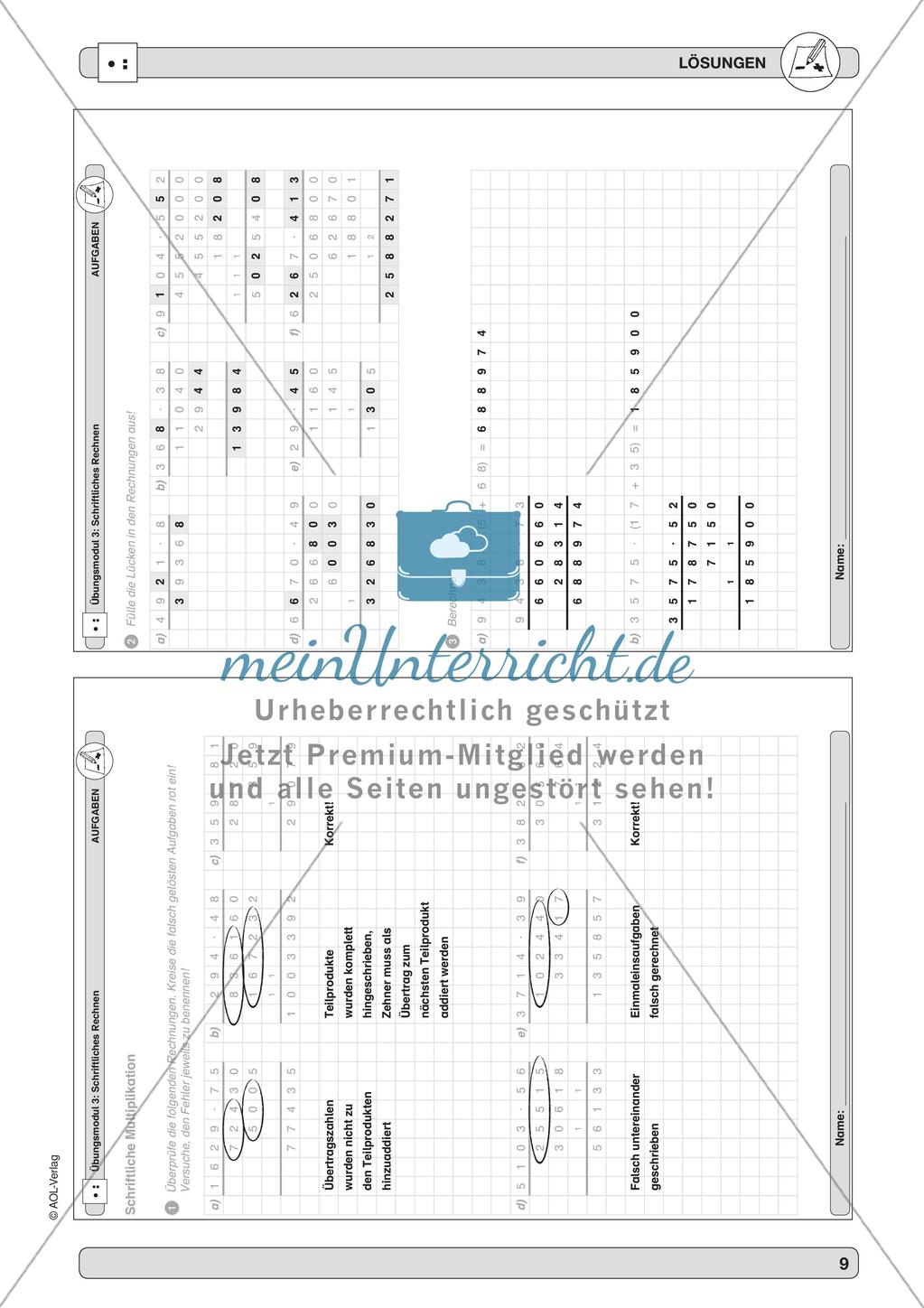 Training der Grundfähigkeiten: Schriftliches Multiplizieren Preview 11