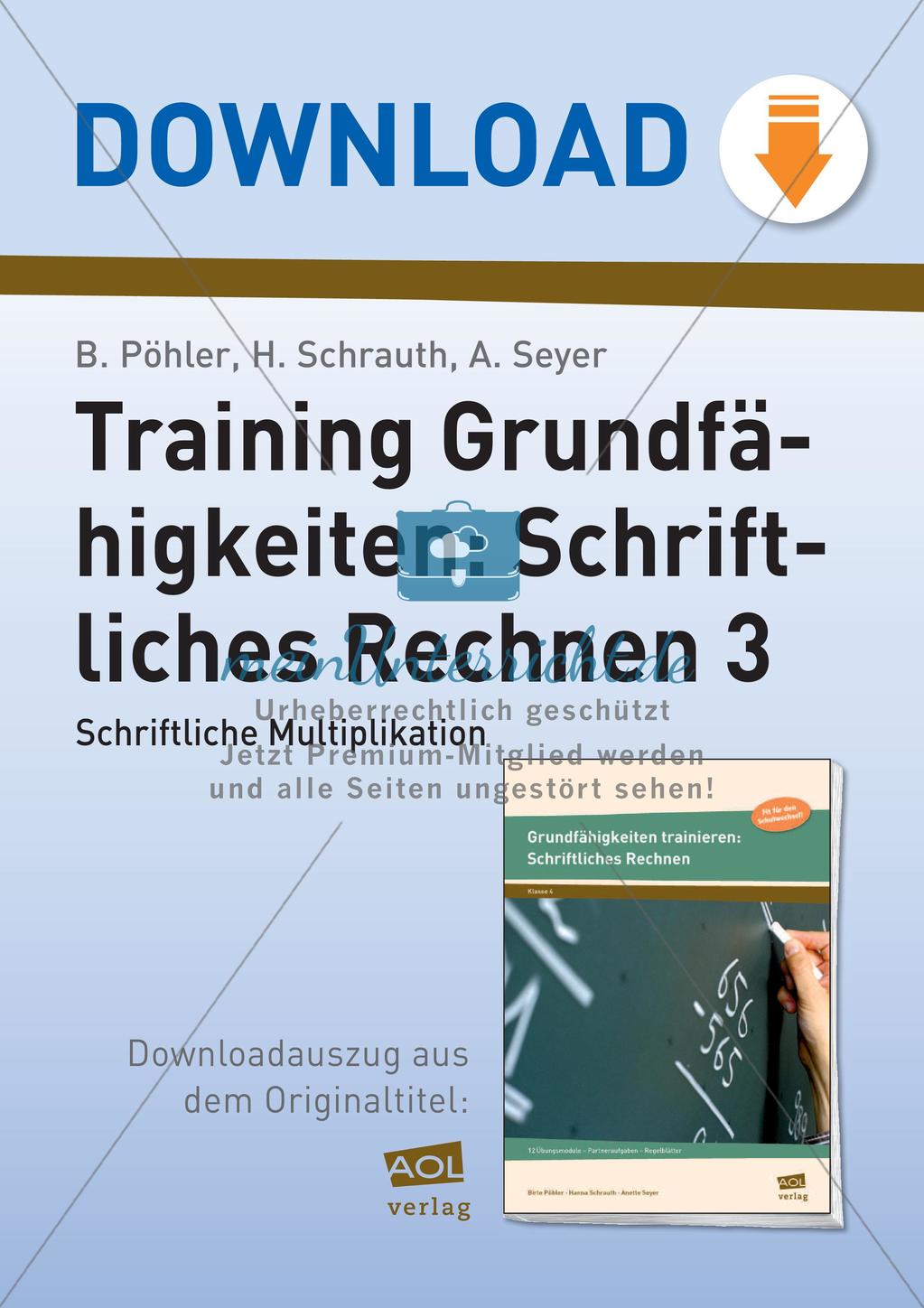 Training der Grundfähigkeiten: Schriftliches Multiplizieren Preview 1