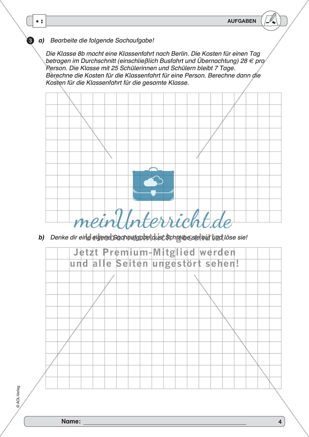Training der Grundfähigkeiten: Schriftliches Multiplizieren Preview 6