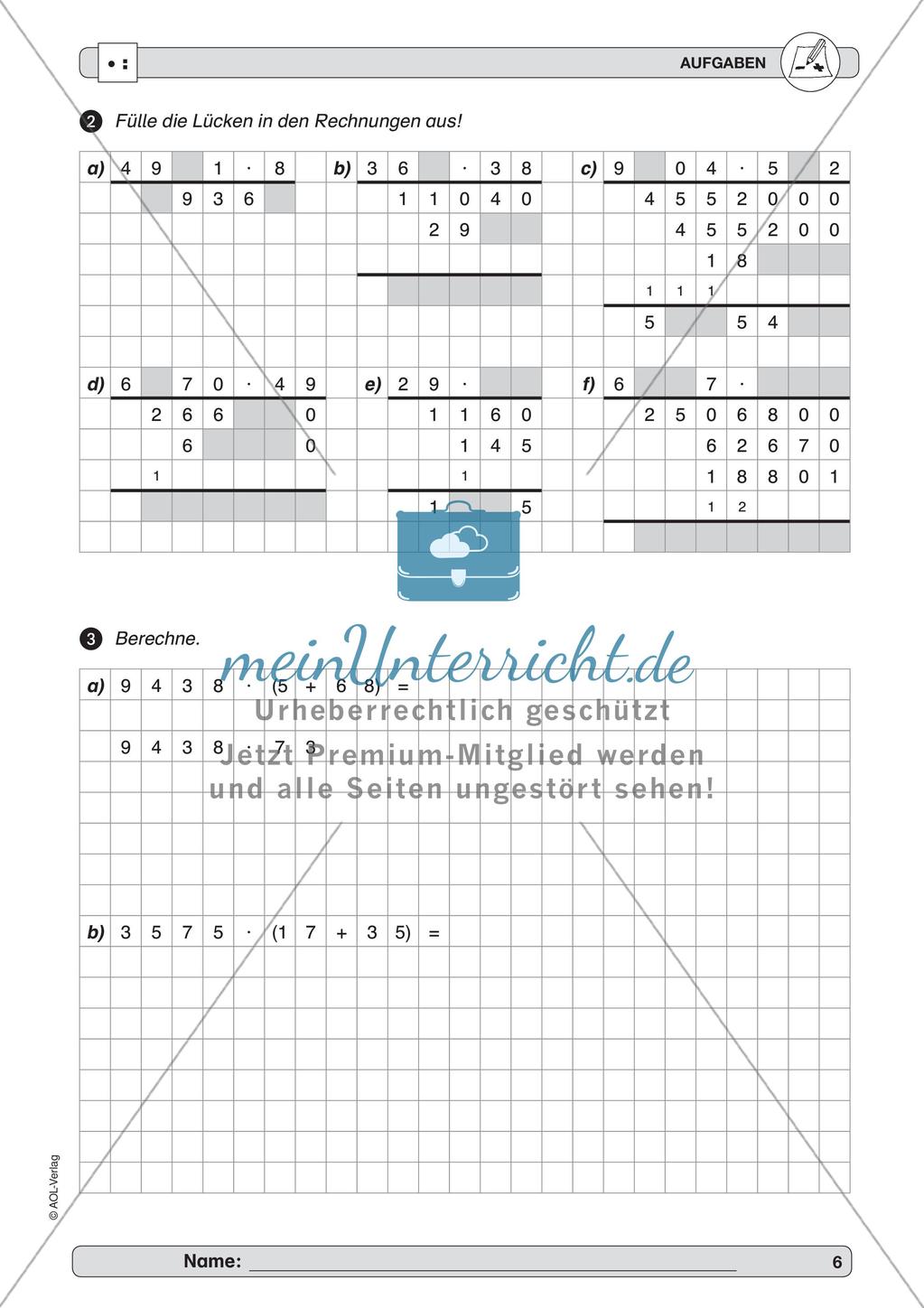 Training der Grundfähigkeiten: Schriftliches Multiplizieren Preview 8
