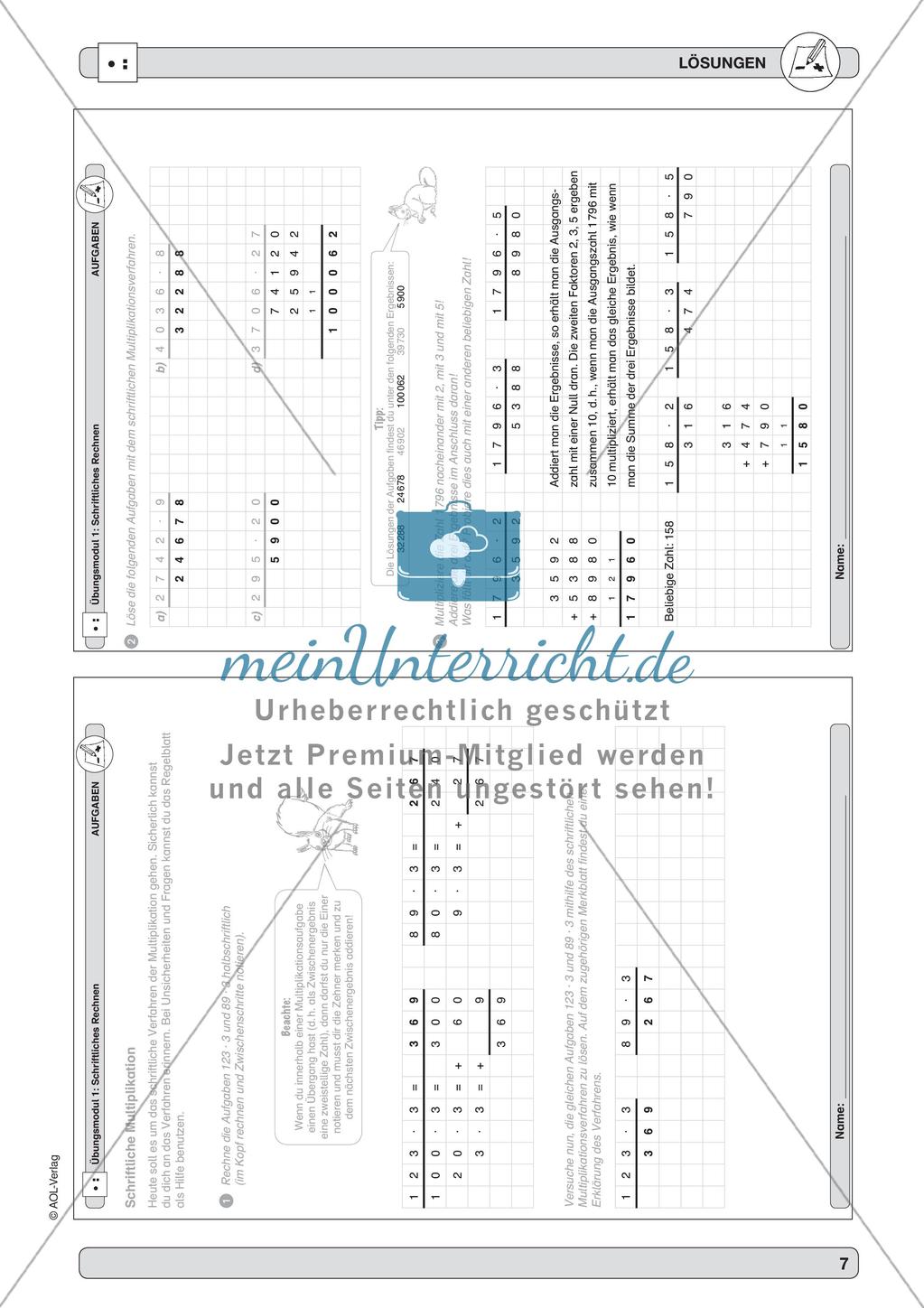 Training der Grundfähigkeiten: Schriftliches Multiplizieren Preview 9