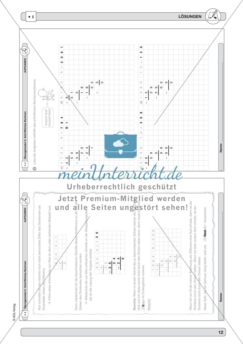 Training der Grundfähigkeiten: Schriftliche Division Preview 14