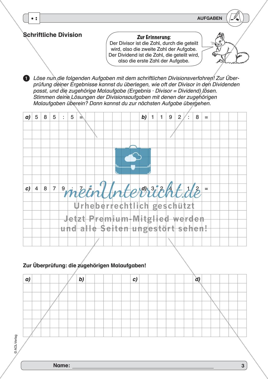 Training der Grundfähigkeiten: Schriftliche Division Preview 5