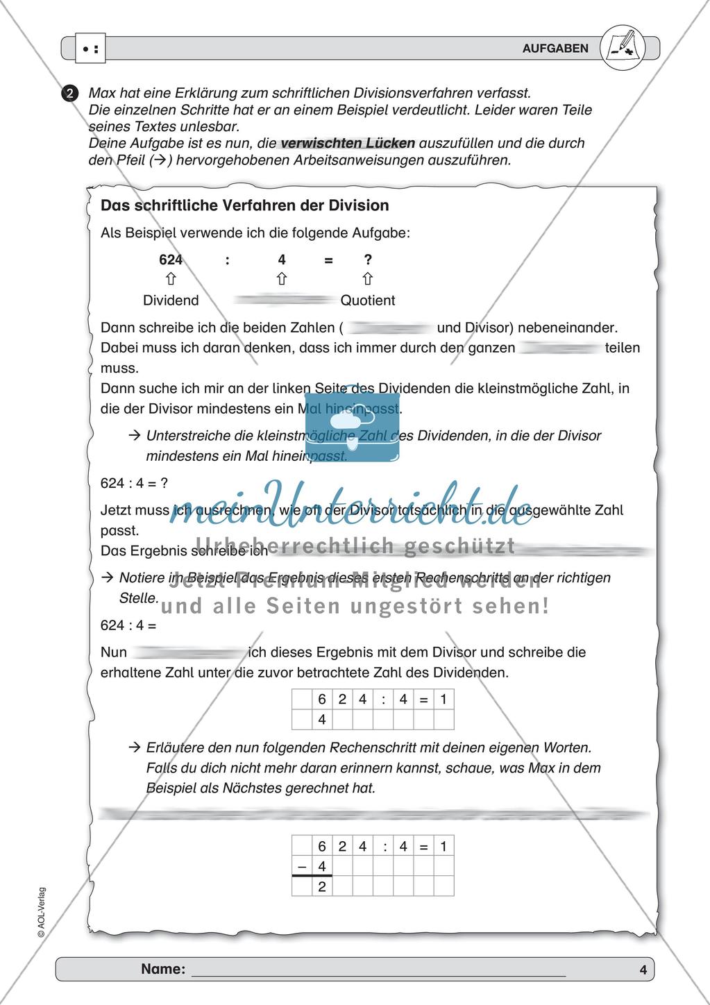 Training der Grundfähigkeiten: Schriftliche Division Preview 6