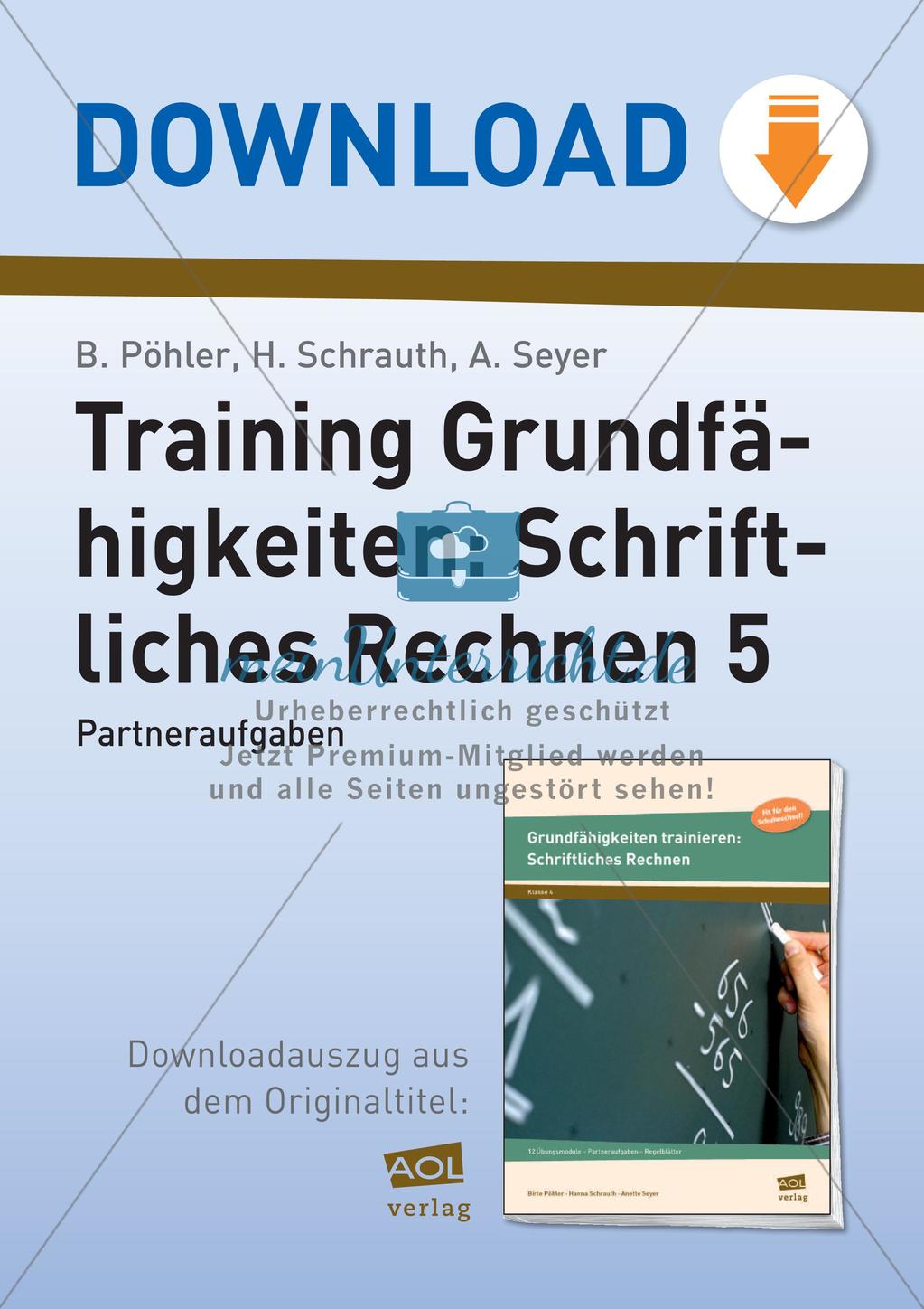 Training der Grundfähigkeiten: Schriftliche Rechenverfahren Preview 1