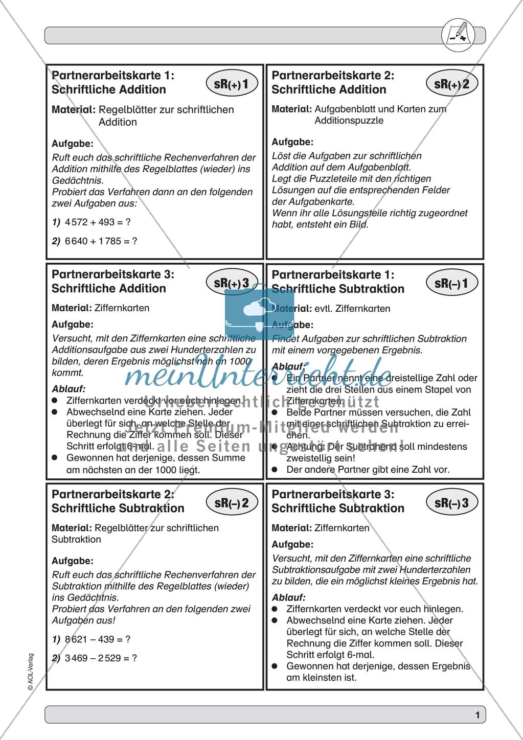 Training der Grundfähigkeiten: Schriftliche Rechenverfahren Preview 3