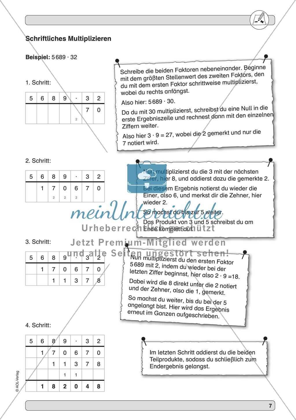Training der Grundfähigkeiten: Schriftliche Rechenverfahren Preview 9