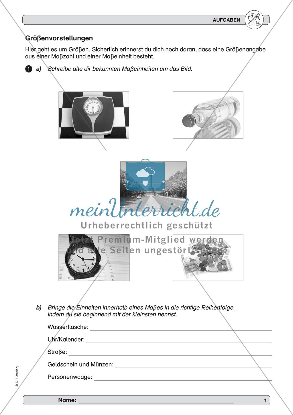 Messen und Größen: Größenvorstellungen und Standardeinheiten Preview 3