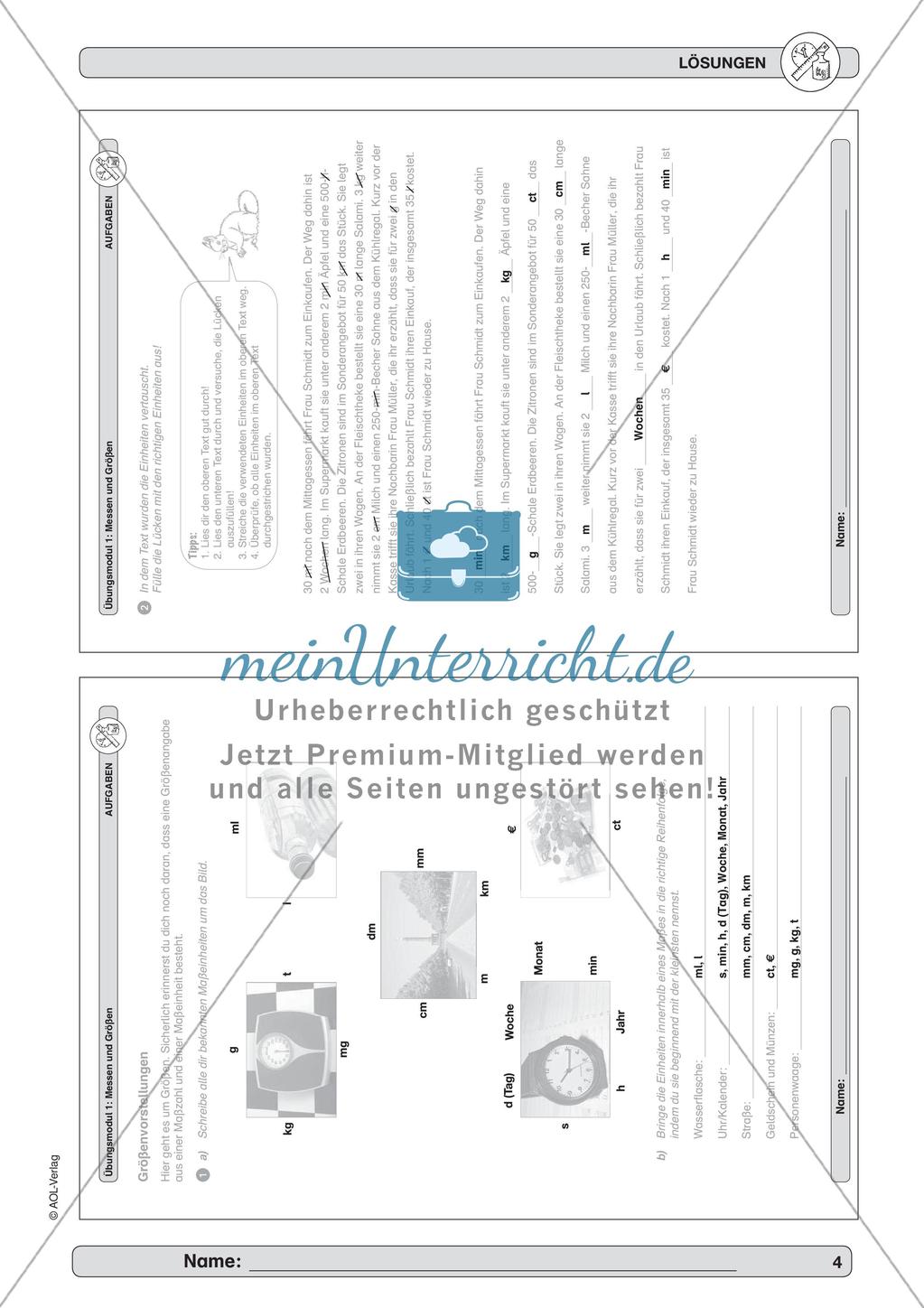 Messen und Größen: Größenvorstellungen und Standardeinheiten Preview 6