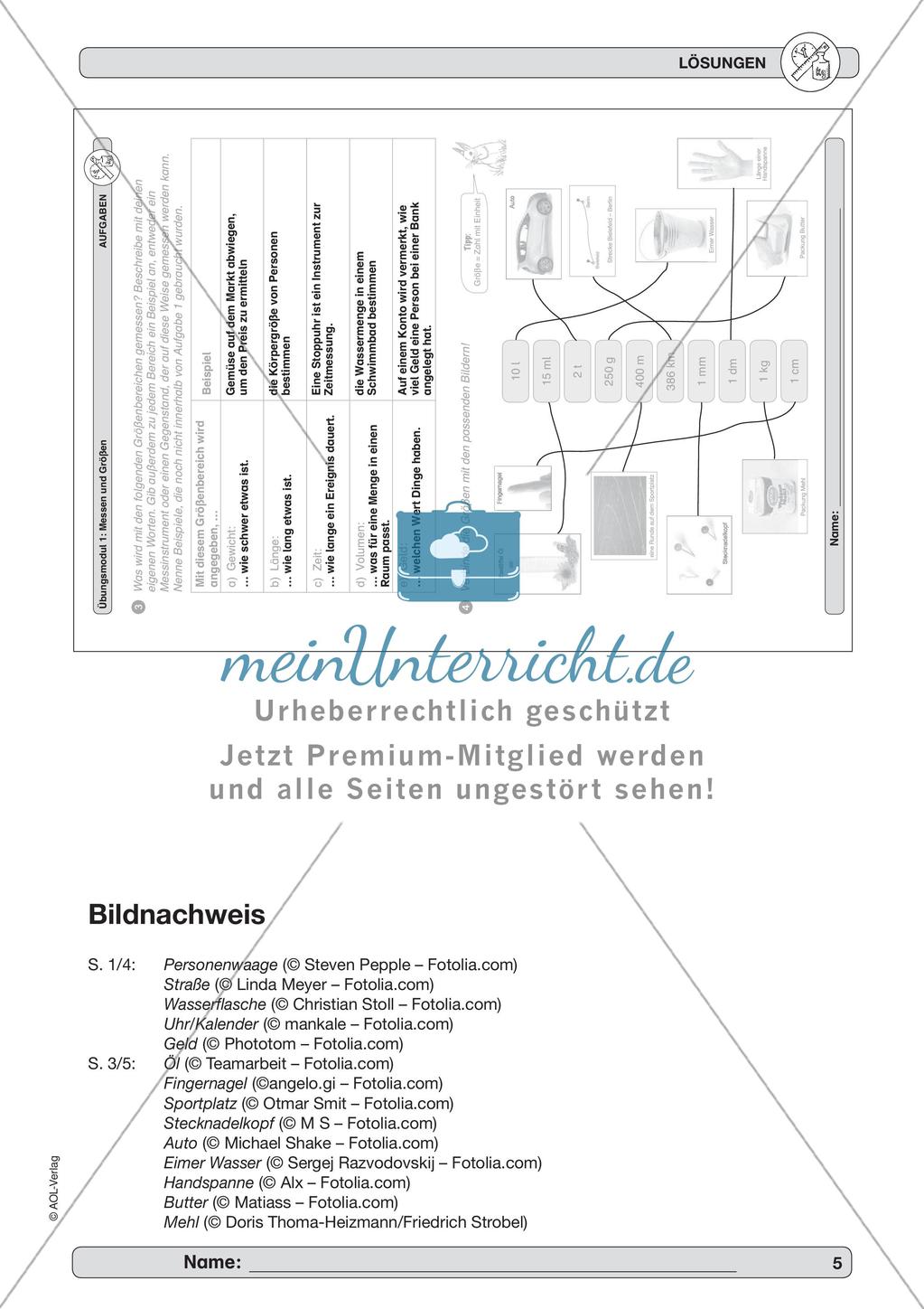 Messen und Größen: Größenvorstellungen und Standardeinheiten Preview 7