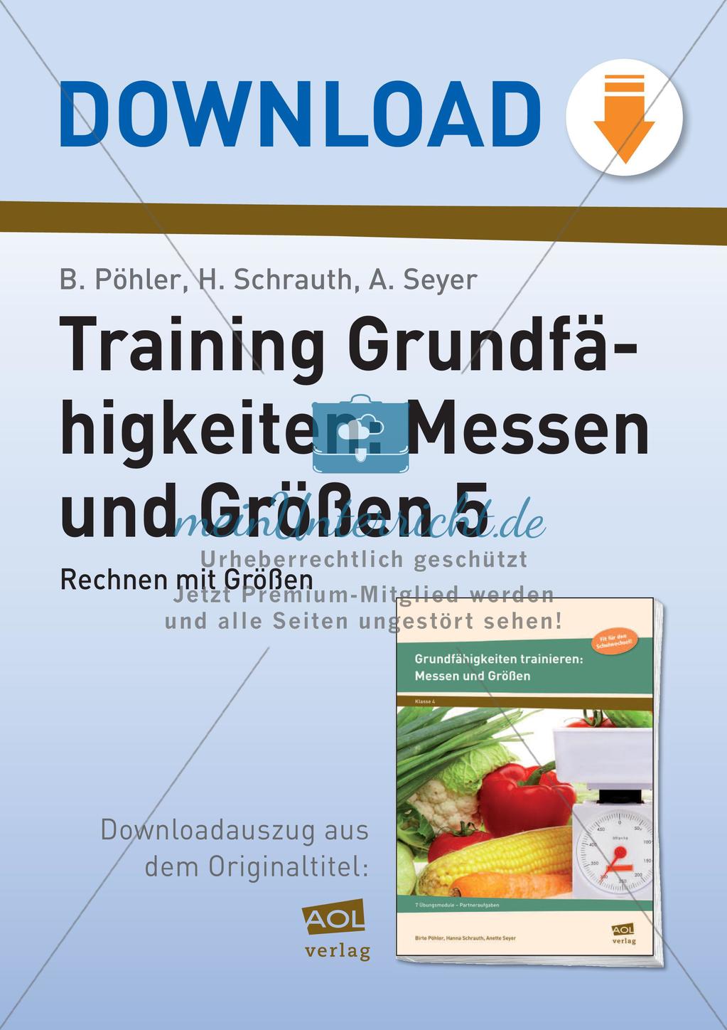 Messen und Größen: Rechnen mit Größen Preview 1
