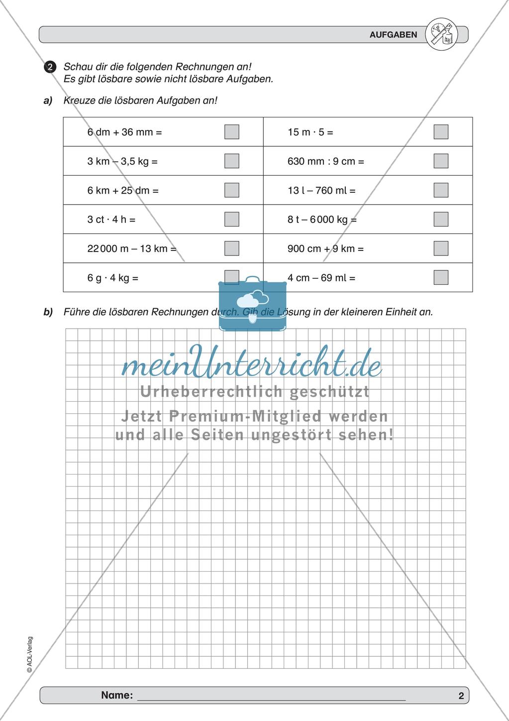 Messen und Größen: Rechnen mit Größen Preview 4