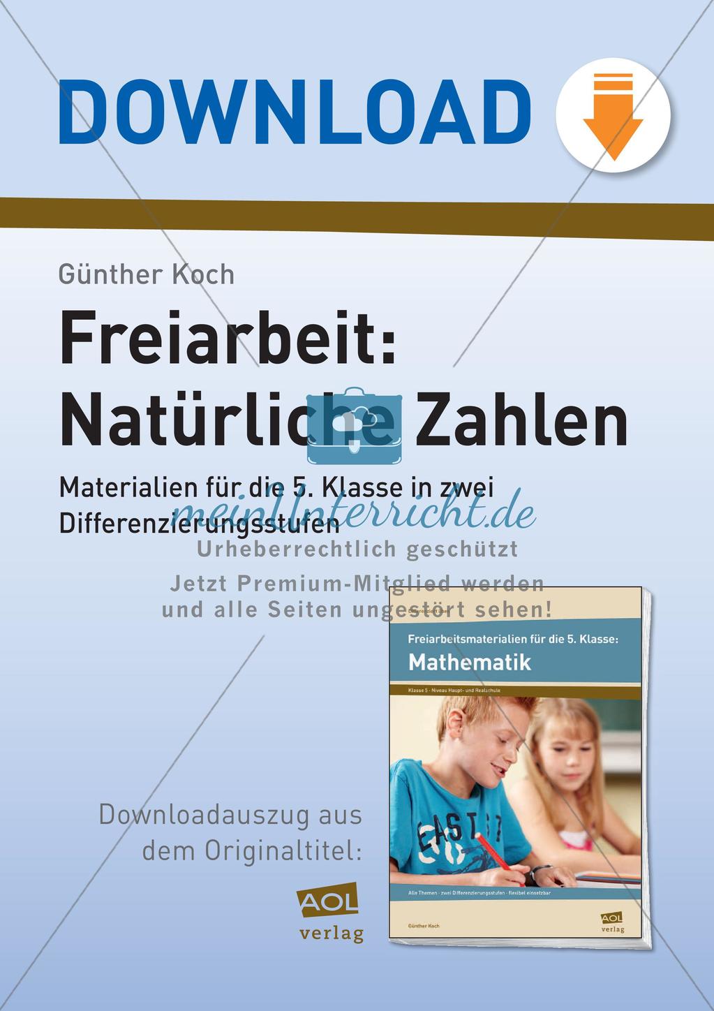 Natürliche Zahlen: Materialien in zwei Differenzierungsstufen Preview 1