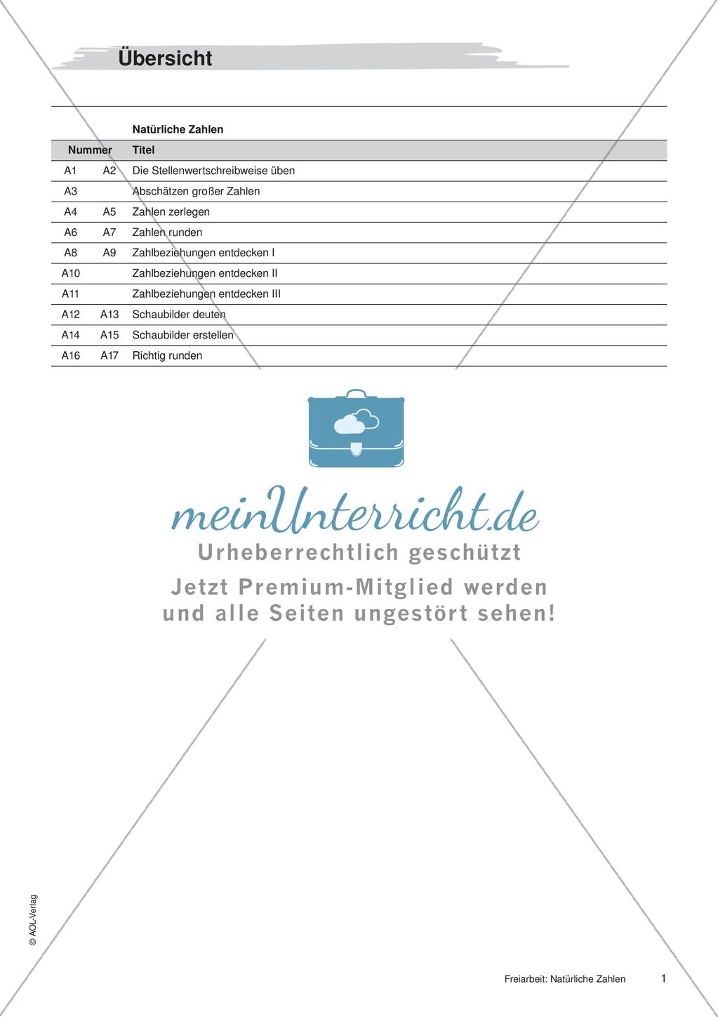 Natürliche Zahlen: Materialien in zwei Differenzierungsstufen Preview 3