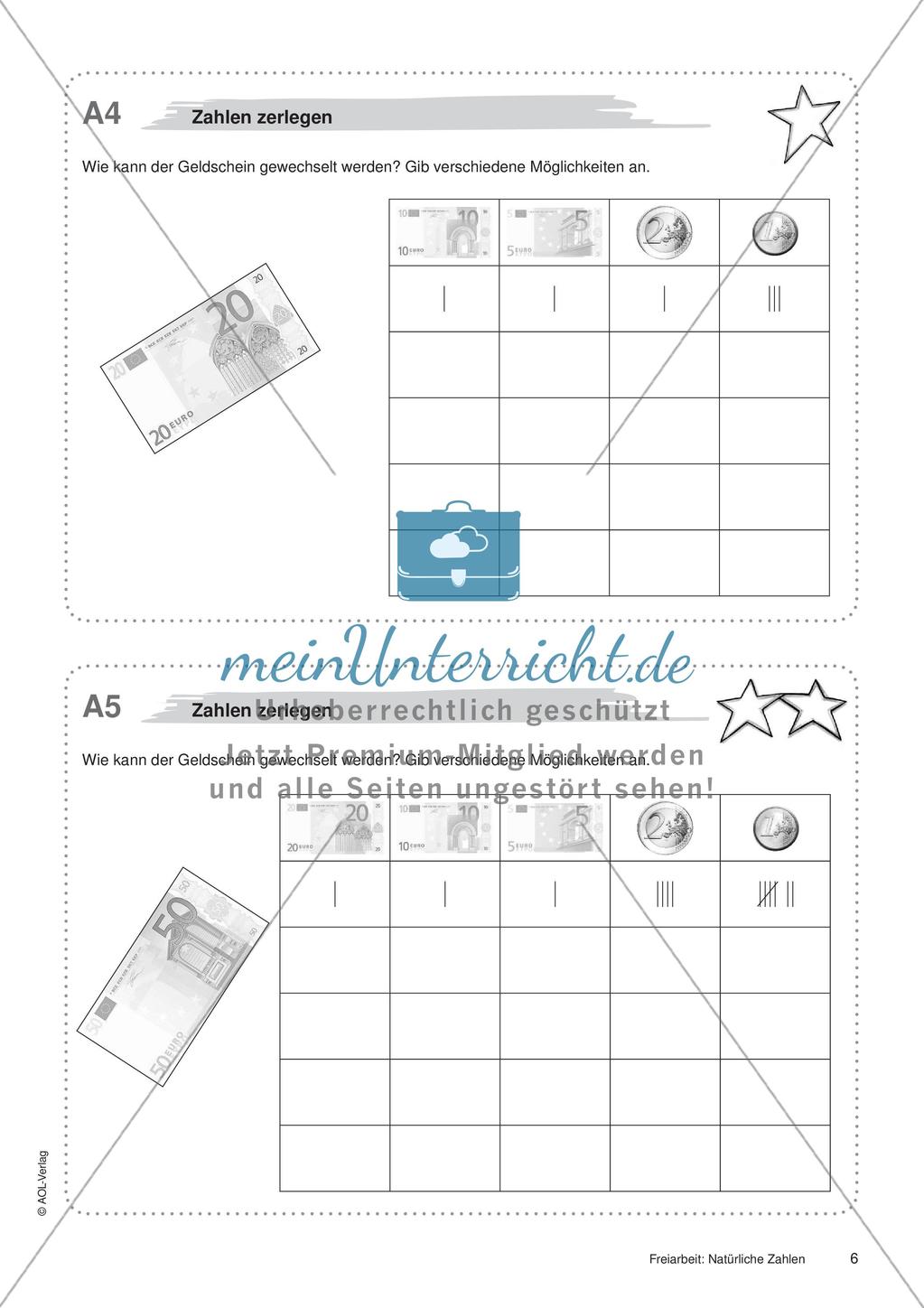 Natürliche Zahlen: Materialien in zwei Differenzierungsstufen Preview 8