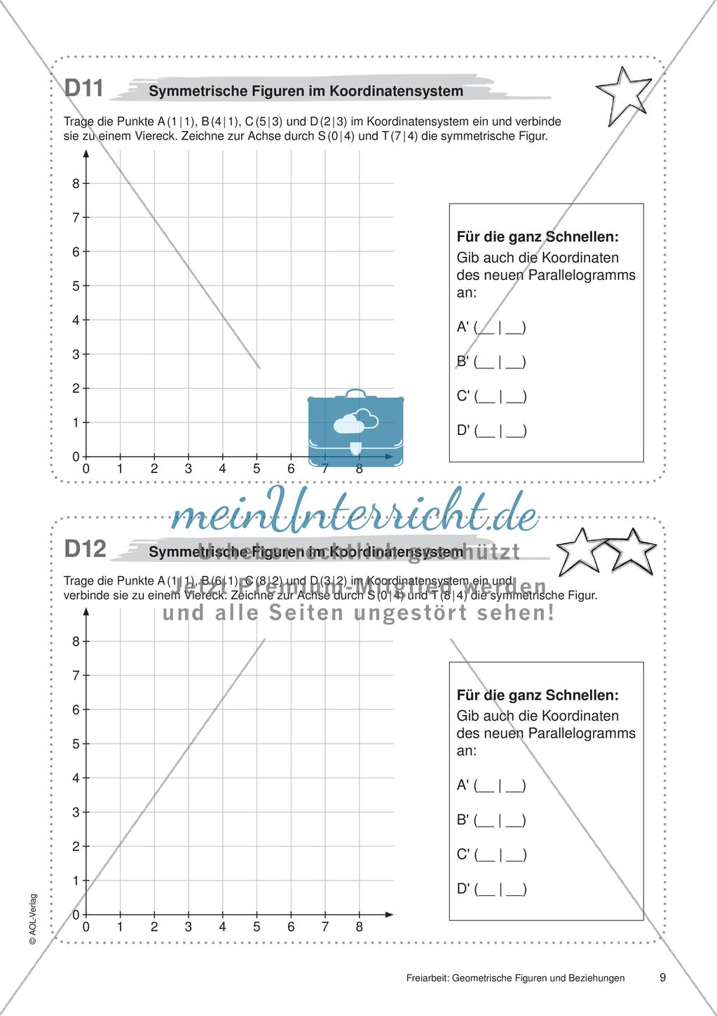 Koordinatensystem und Achsenspiegelung: Materialien in zwei Differenzierungsstufen Preview 11