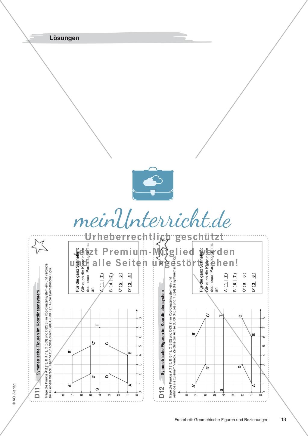 Koordinatensystem und Achsenspiegelung: Materialien in zwei Differenzierungsstufen Preview 15