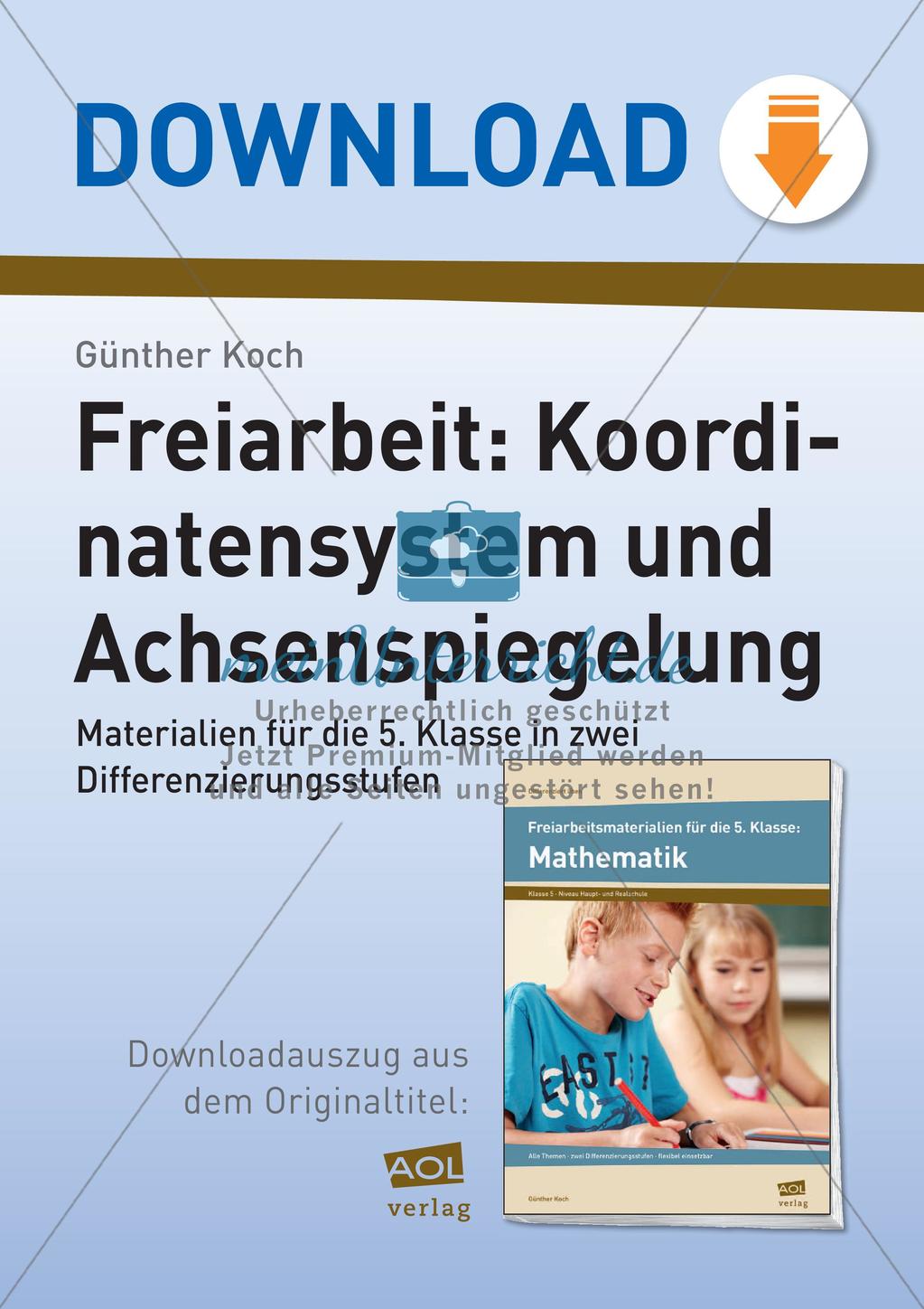 Koordinatensystem und Achsenspiegelung: Materialien in zwei Differenzierungsstufen Preview 1