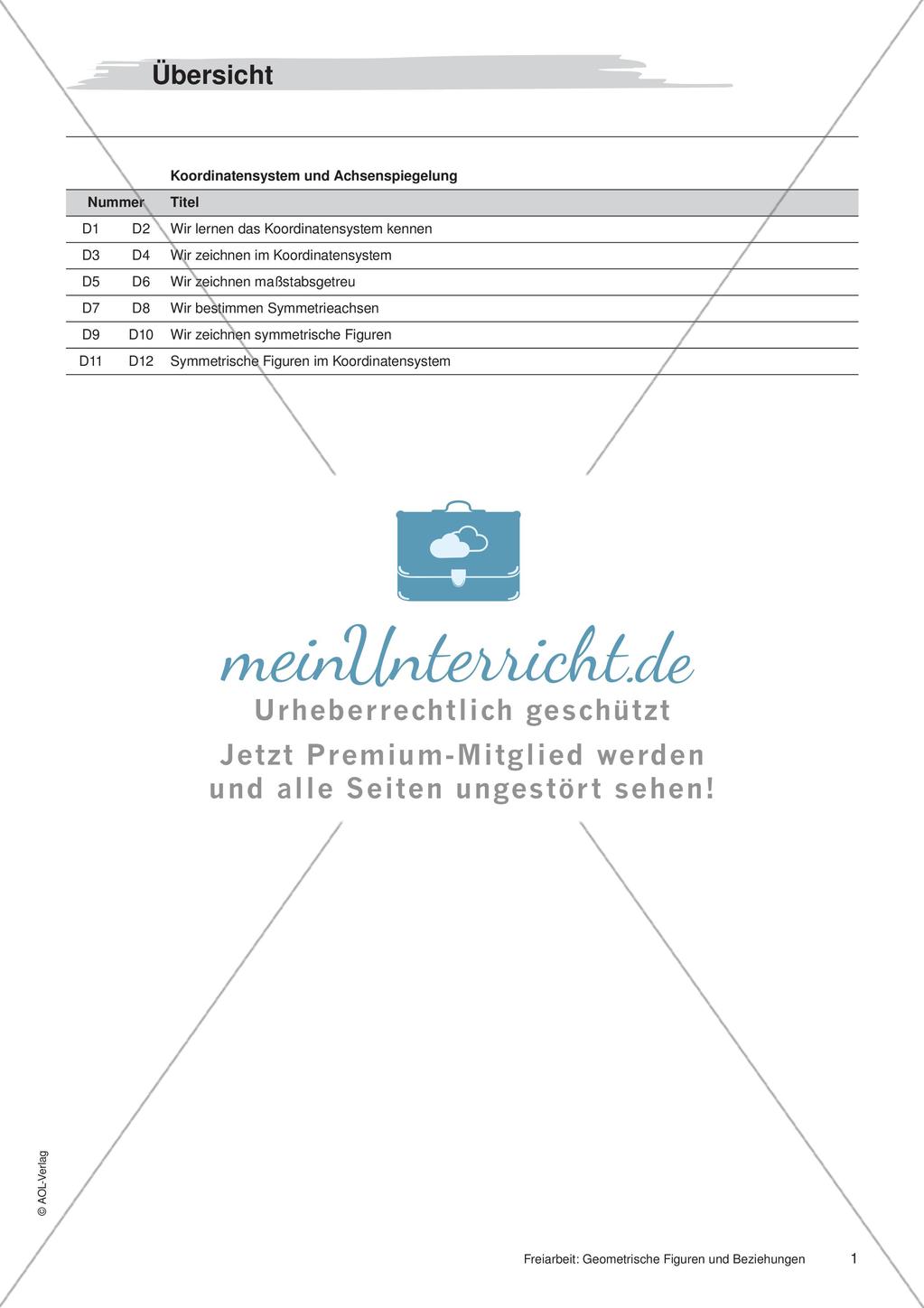 Koordinatensystem und Achsenspiegelung: Materialien in zwei Differenzierungsstufen Preview 3