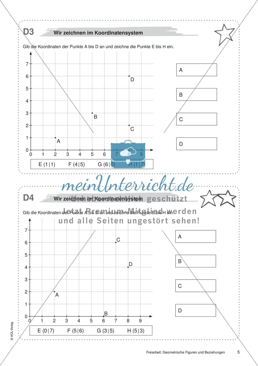 Koordinatensystem und Achsenspiegelung: Materialien in zwei Differenzierungsstufen Preview 7