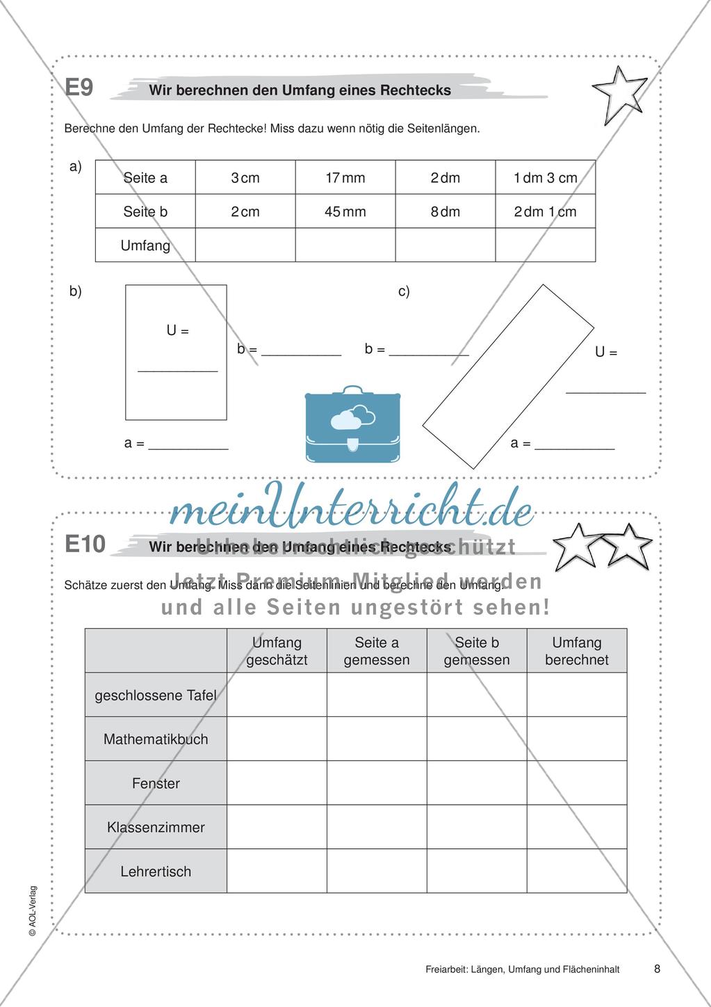 Längen, Umfang und Flächeninhalt: Materialien in zwei Differenzierungsstufen Preview 10