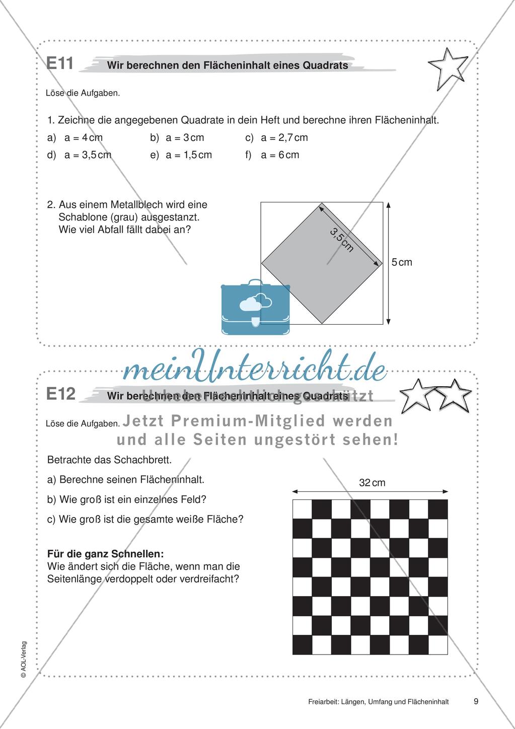 Längen, Umfang und Flächeninhalt: Materialien in zwei Differenzierungsstufen Preview 11