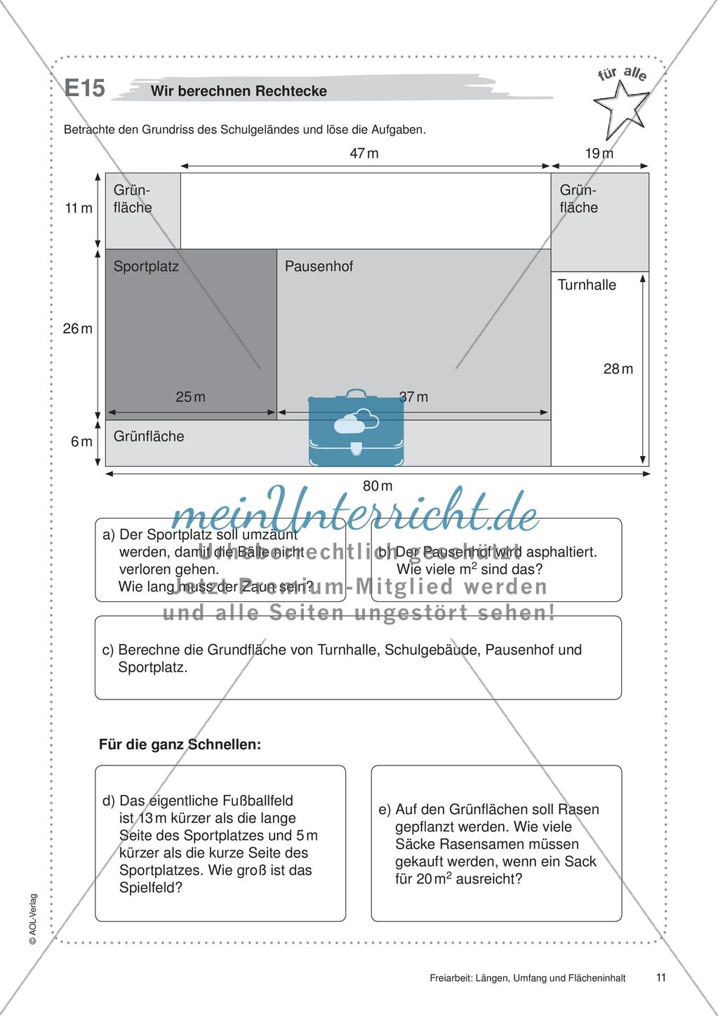 Längen, Umfang und Flächeninhalt: Materialien in zwei Differenzierungsstufen Preview 13