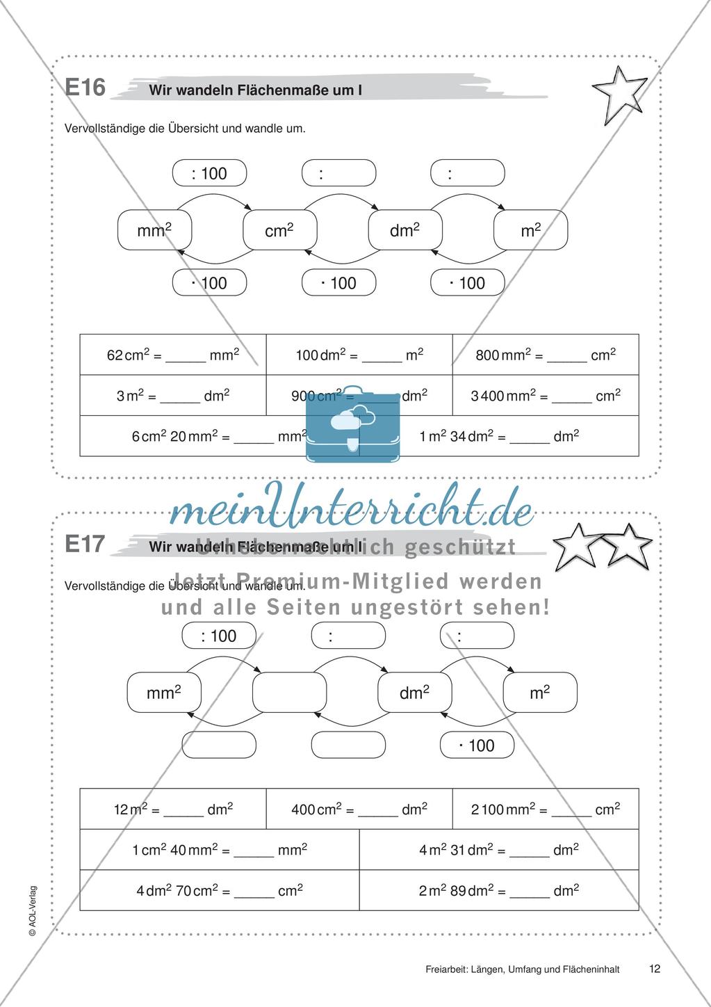 Längen, Umfang und Flächeninhalt: Materialien in zwei Differenzierungsstufen Preview 14