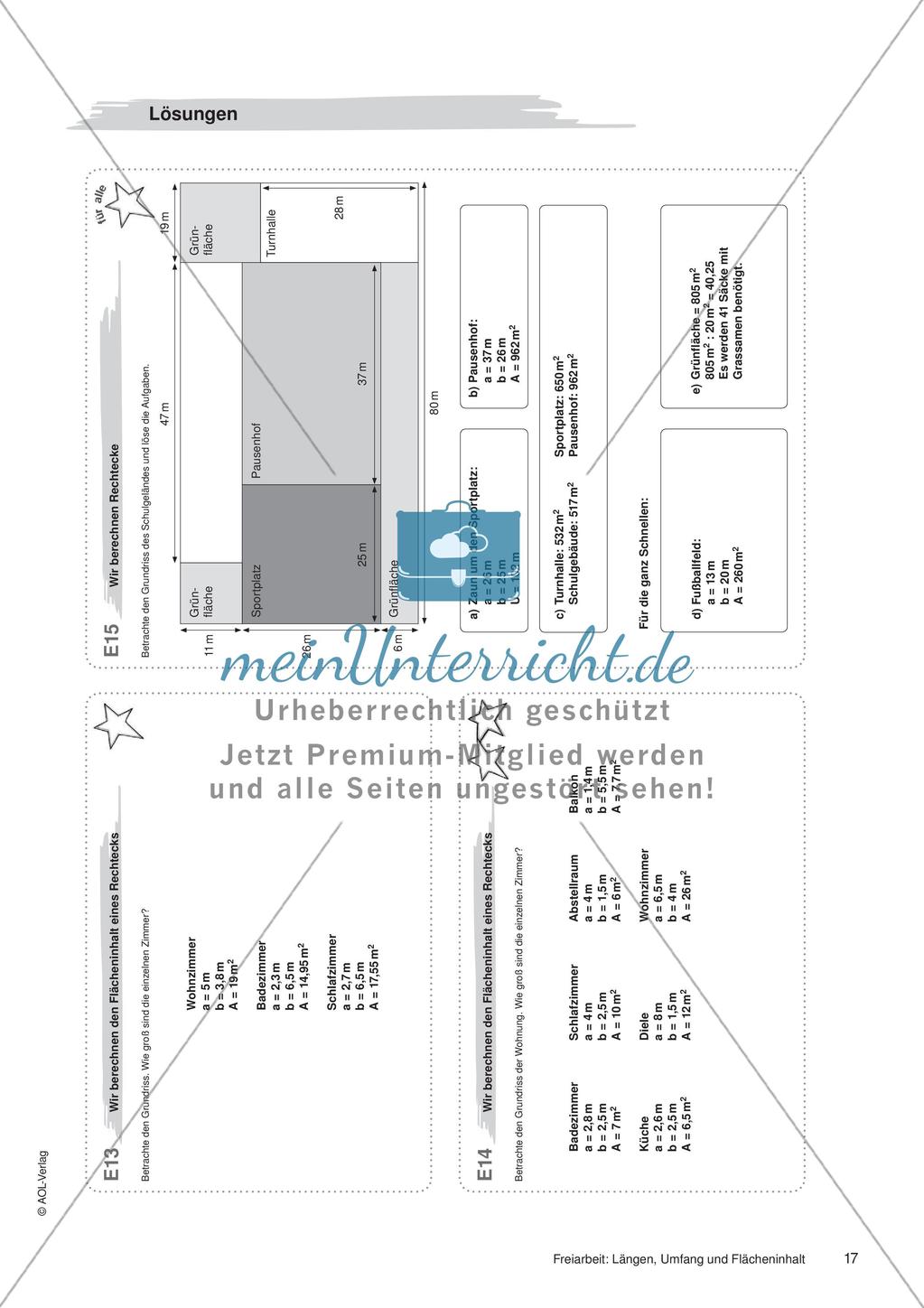Längen, Umfang und Flächeninhalt: Materialien in zwei Differenzierungsstufen Preview 19