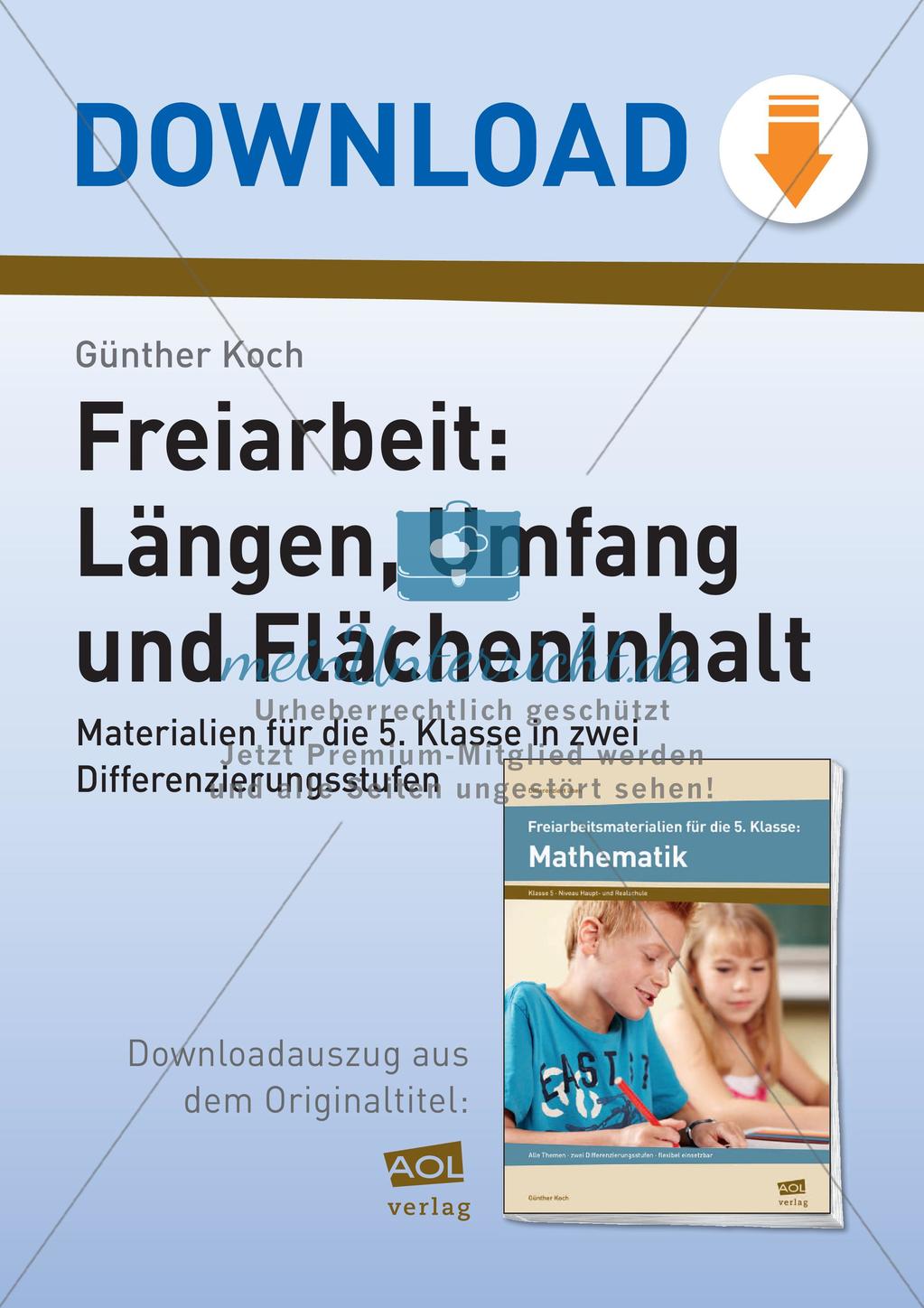 Längen, Umfang und Flächeninhalt: Materialien in zwei Differenzierungsstufen Preview 1