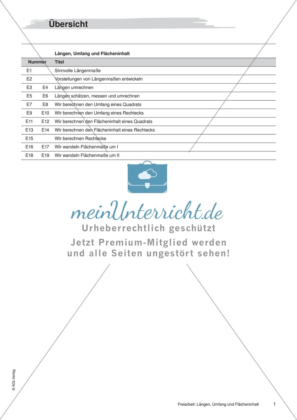 Längen, Umfang und Flächeninhalt: Materialien in zwei Differenzierungsstufen Preview 3