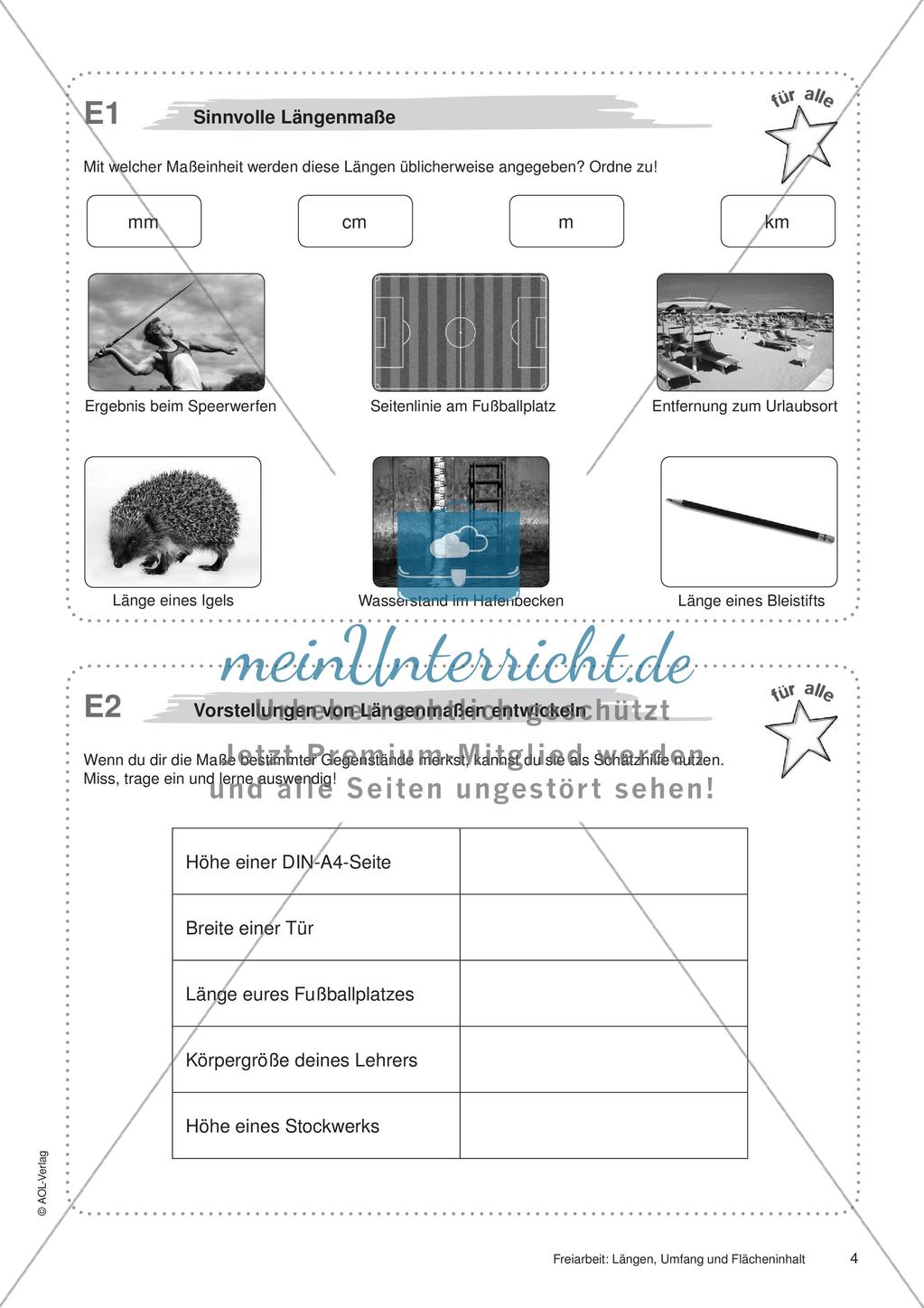 Längen, Umfang und Flächeninhalt: Materialien in zwei Differenzierungsstufen Preview 6