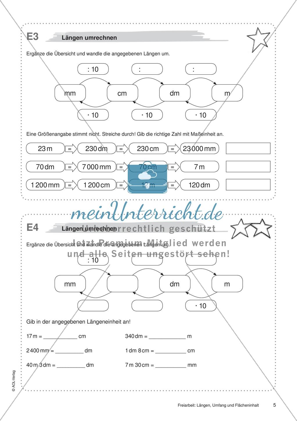 Längen, Umfang und Flächeninhalt: Materialien in zwei Differenzierungsstufen Preview 7