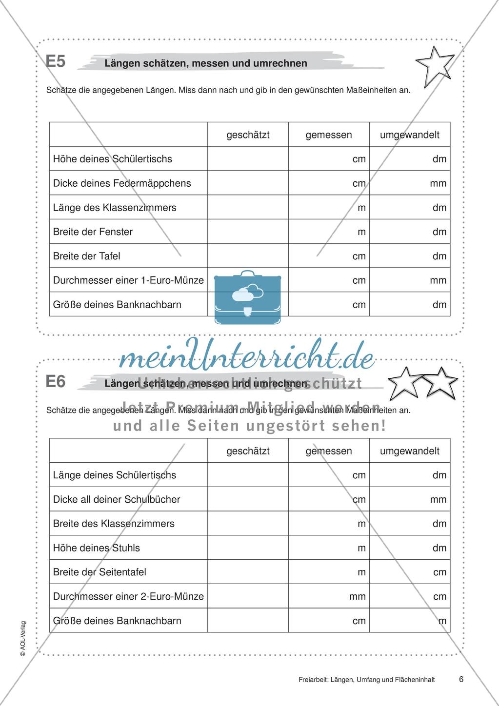 Längen, Umfang und Flächeninhalt: Materialien in zwei Differenzierungsstufen Preview 8