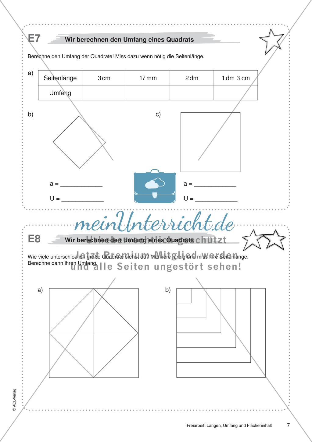 Längen, Umfang und Flächeninhalt: Materialien in zwei Differenzierungsstufen Preview 9
