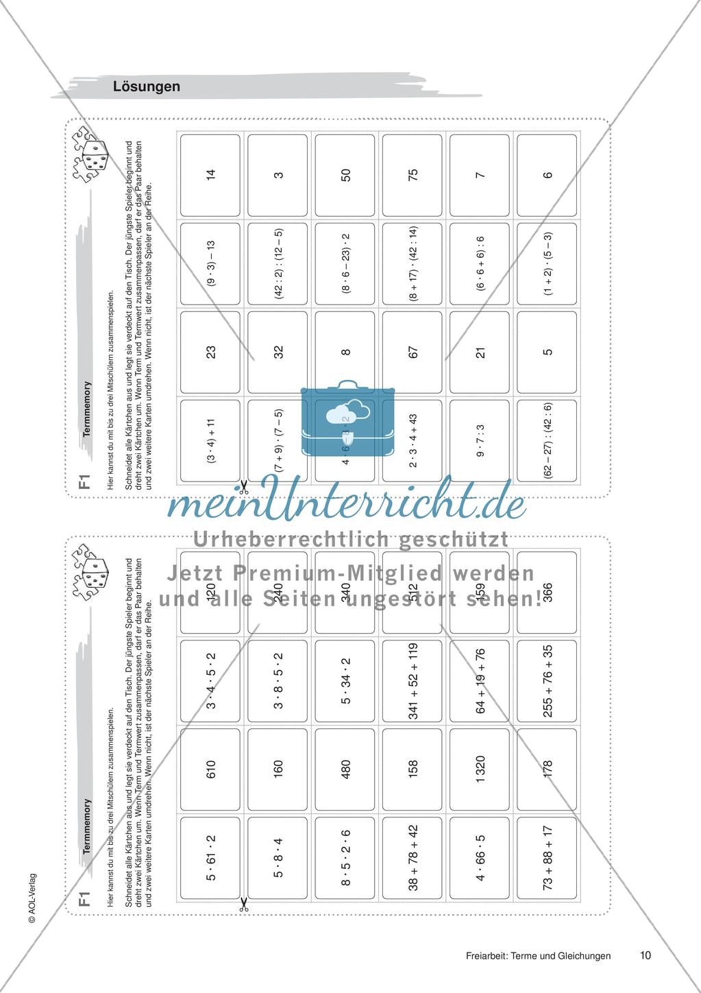 Terme und Gleichungen: Materialien in zwei Differenzierungsstufen Preview 12