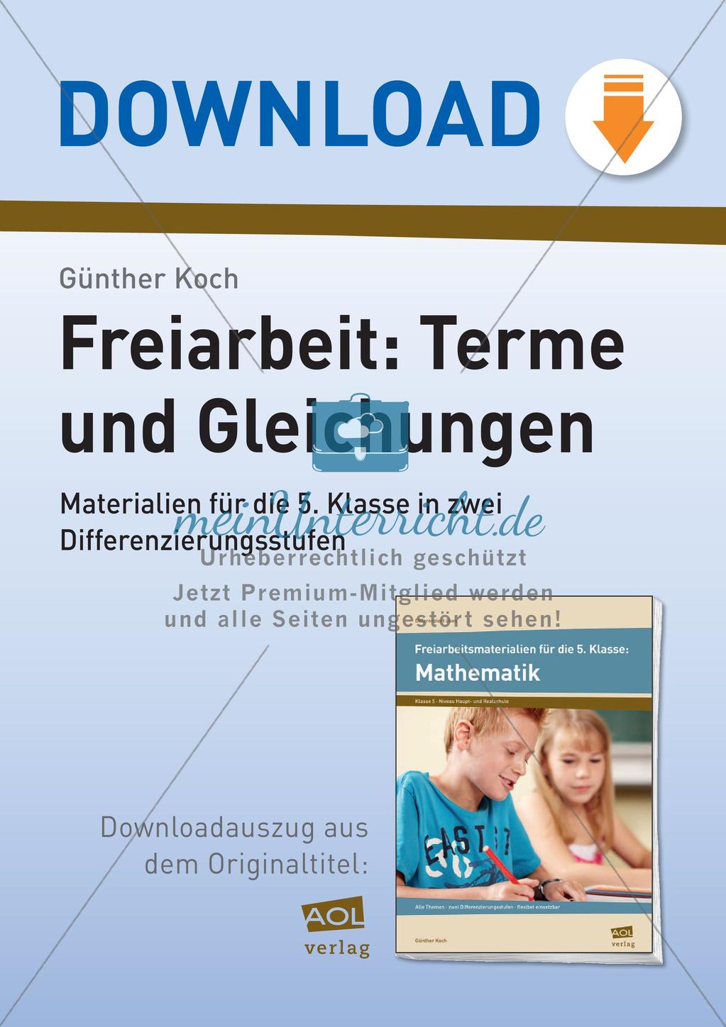 Terme und Gleichungen: Materialien in zwei Differenzierungsstufen Preview 1