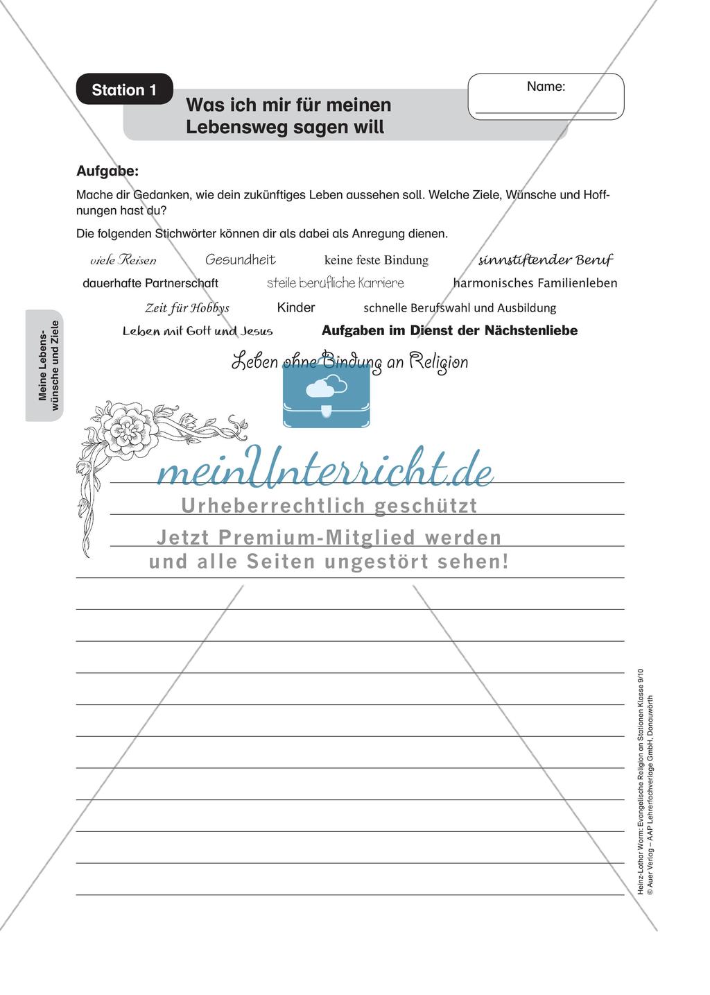 Evangelische Religion an Stationen: Lebenswünsche und Ziele Preview 3