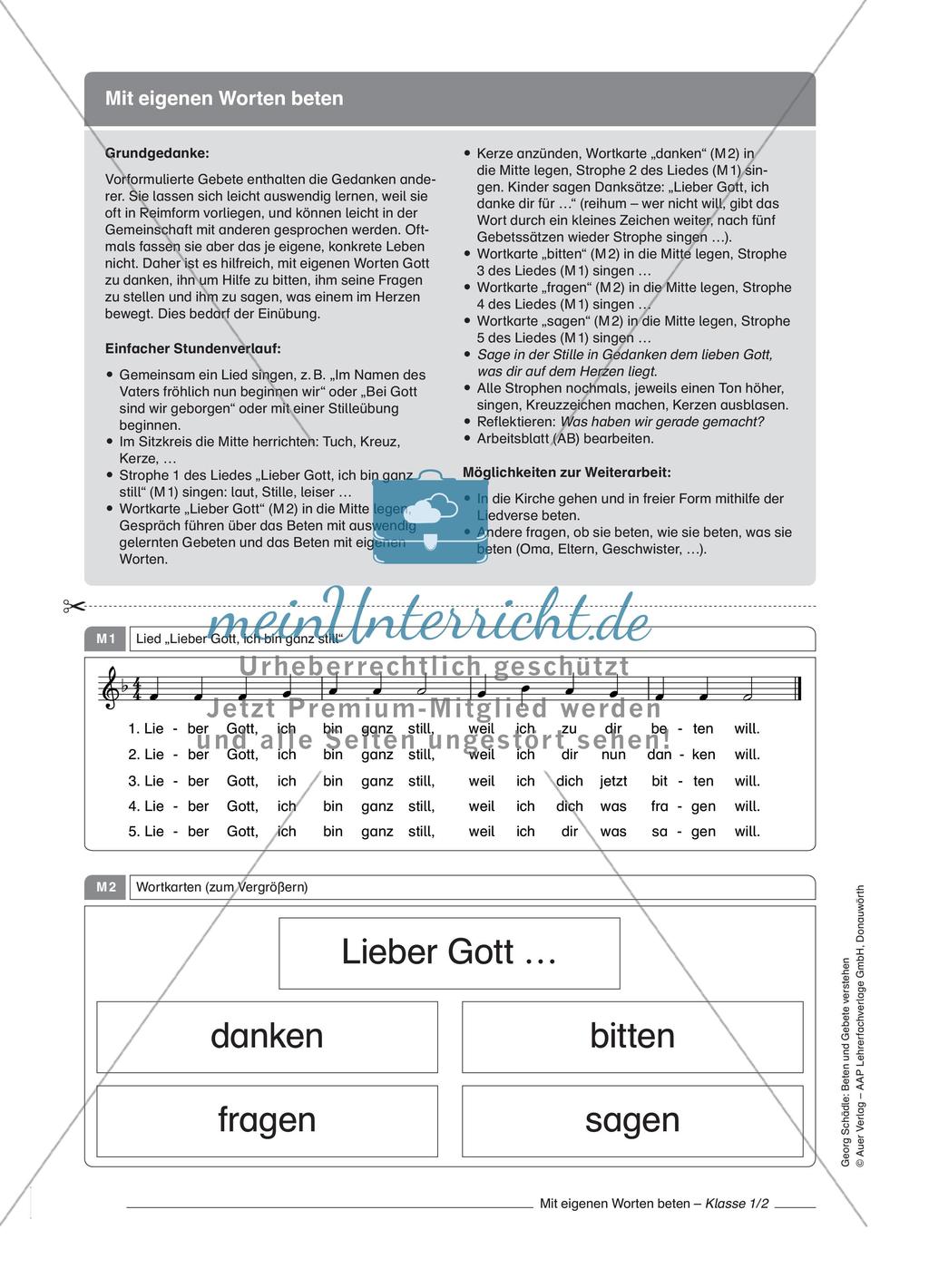 Beten und Gebete verstehen: Klasse 1/2 Preview 11