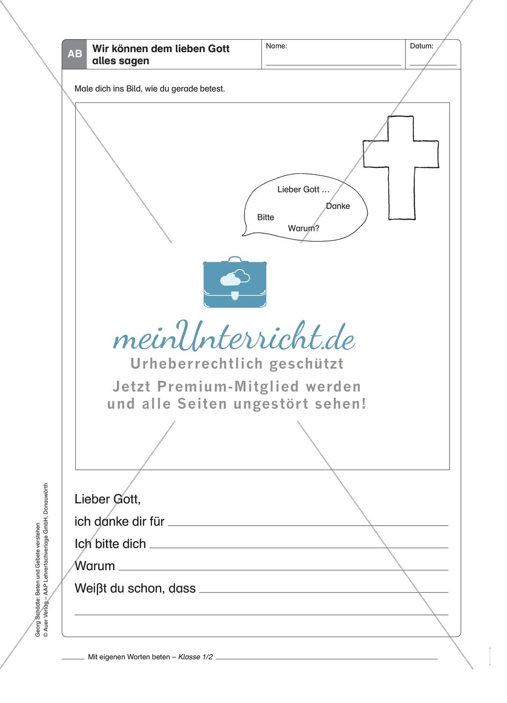 Beten und Gebete verstehen: Klasse 1/2 Preview 12