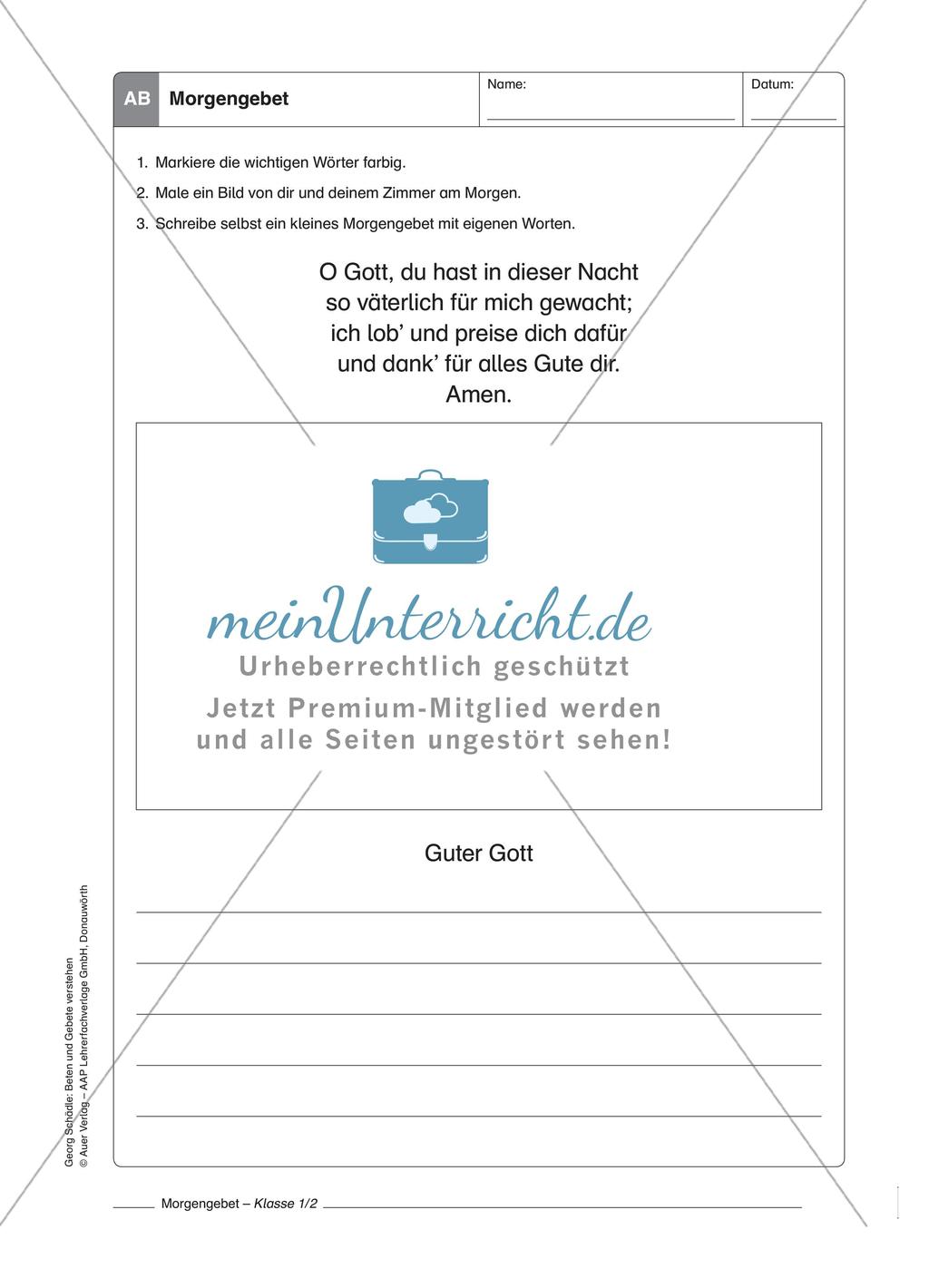 Beten und Gebete verstehen: Klasse 1/2 Preview 6