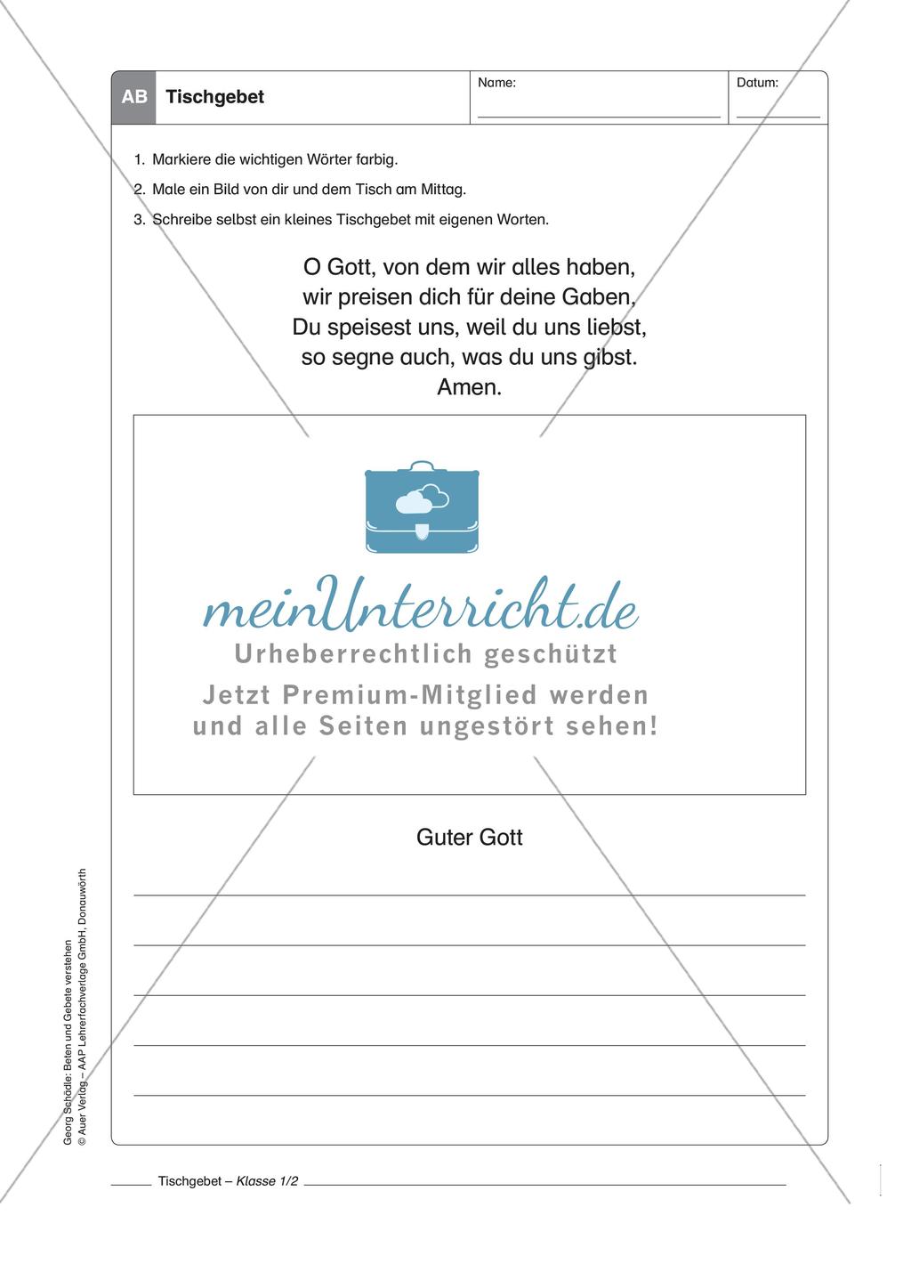Beten und Gebete verstehen: Klasse 1/2 Preview 8