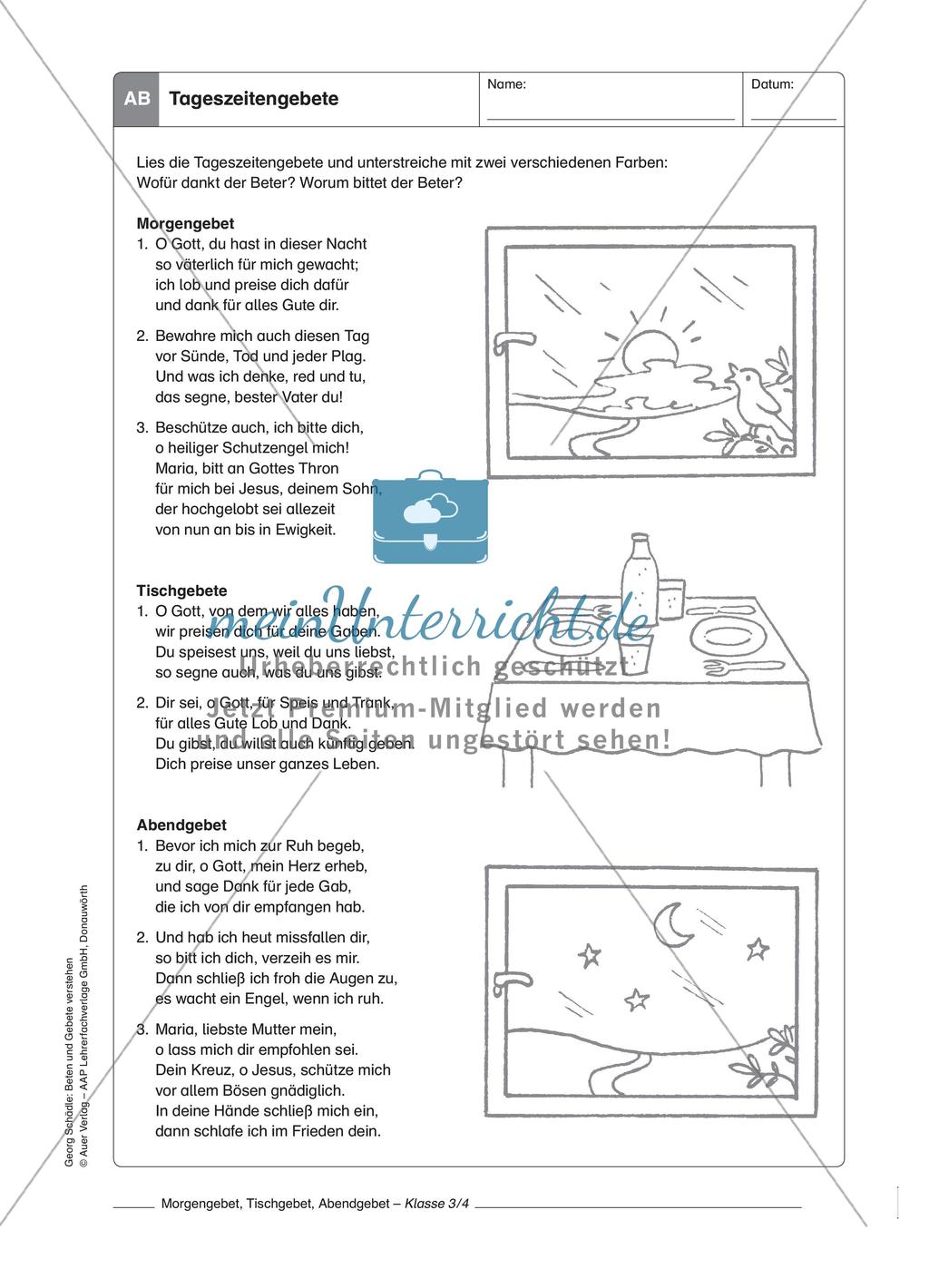 Beten und Gebete verstehen: Klasse 3/4 Preview 10