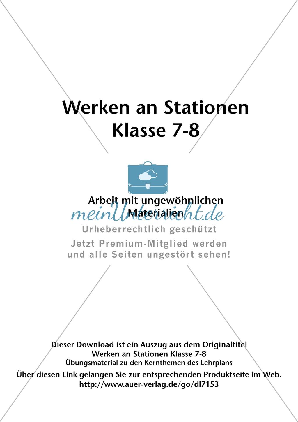 Werken an Stationen: Ungewöhnliche Materialien Preview 2
