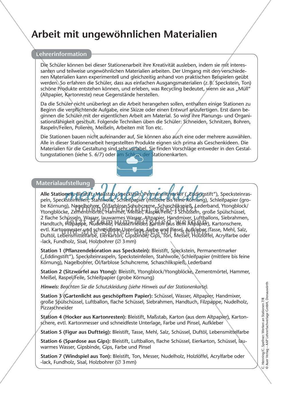 Werken an Stationen: Ungewöhnliche Materialien Preview 6