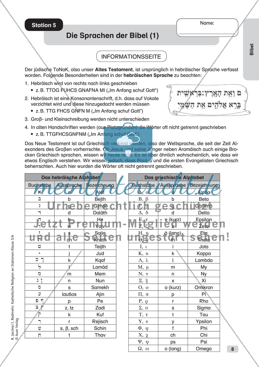 Katholische Religion an Stationen: Bibel Preview 10