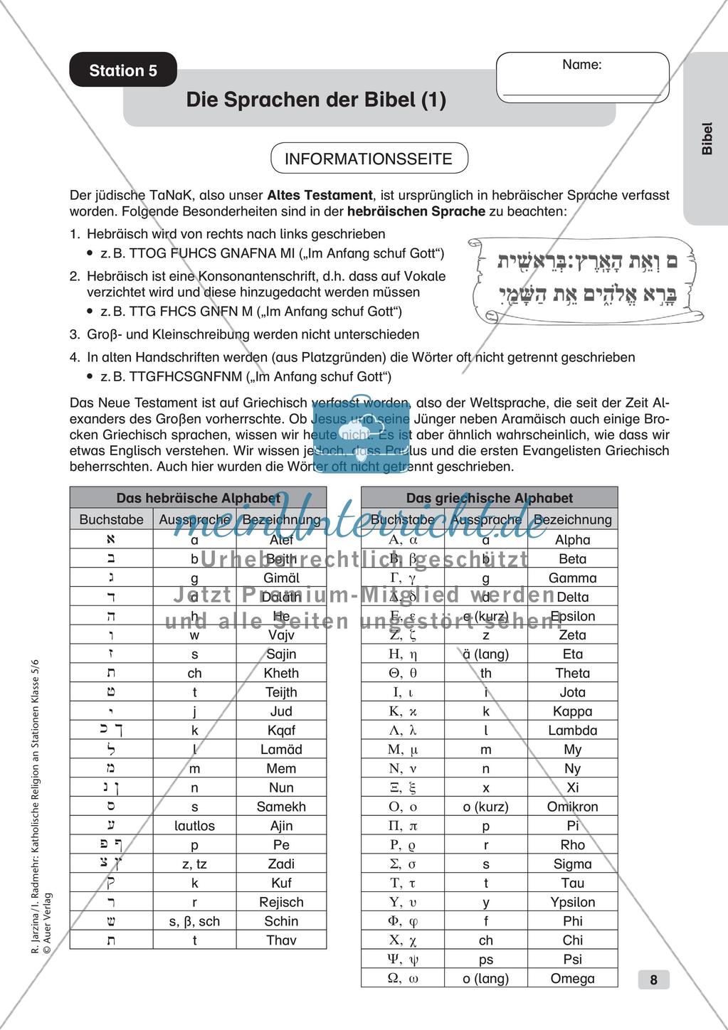 Katholische Religion an Stationen: Bibel Preview 10