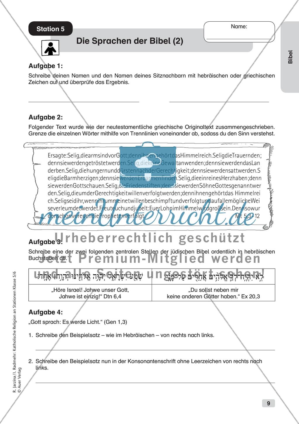 Katholische Religion an Stationen: Bibel Preview 11